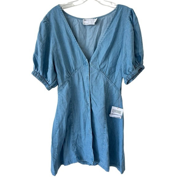 NWT ASOS Design Soft Denim Seamed Mini Tea Dress - Picture 1 of 4